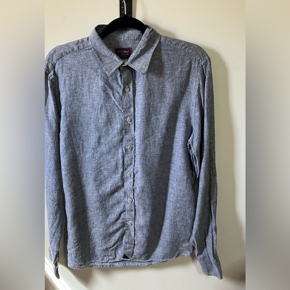 Untuckit SlimFit Blue Linen Shirt Sz Large - Picture 2 of 11